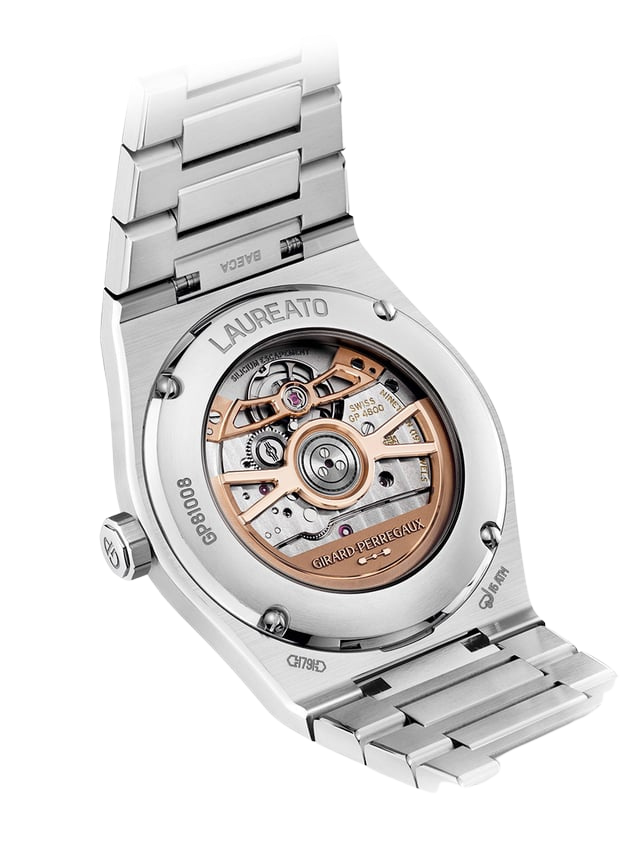 Girard-Perregaux Laureato Fifty in steel and 3N yellow gold with a sunray grey Clous de Paris dial