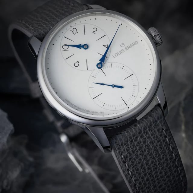 Louis Erard Le Régulateur Grand Feu Enamel — 39mm stainless steel with traditional grand feu enamel dial, blued steel hands
