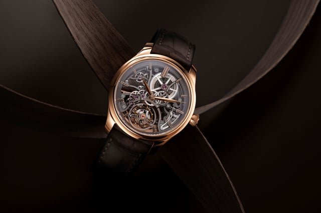 H. Moser & Cie. Endeavour Tourbillon Skeleton — 40mm red gold case with flying tourbillon, double hairspring HMC 814 movement